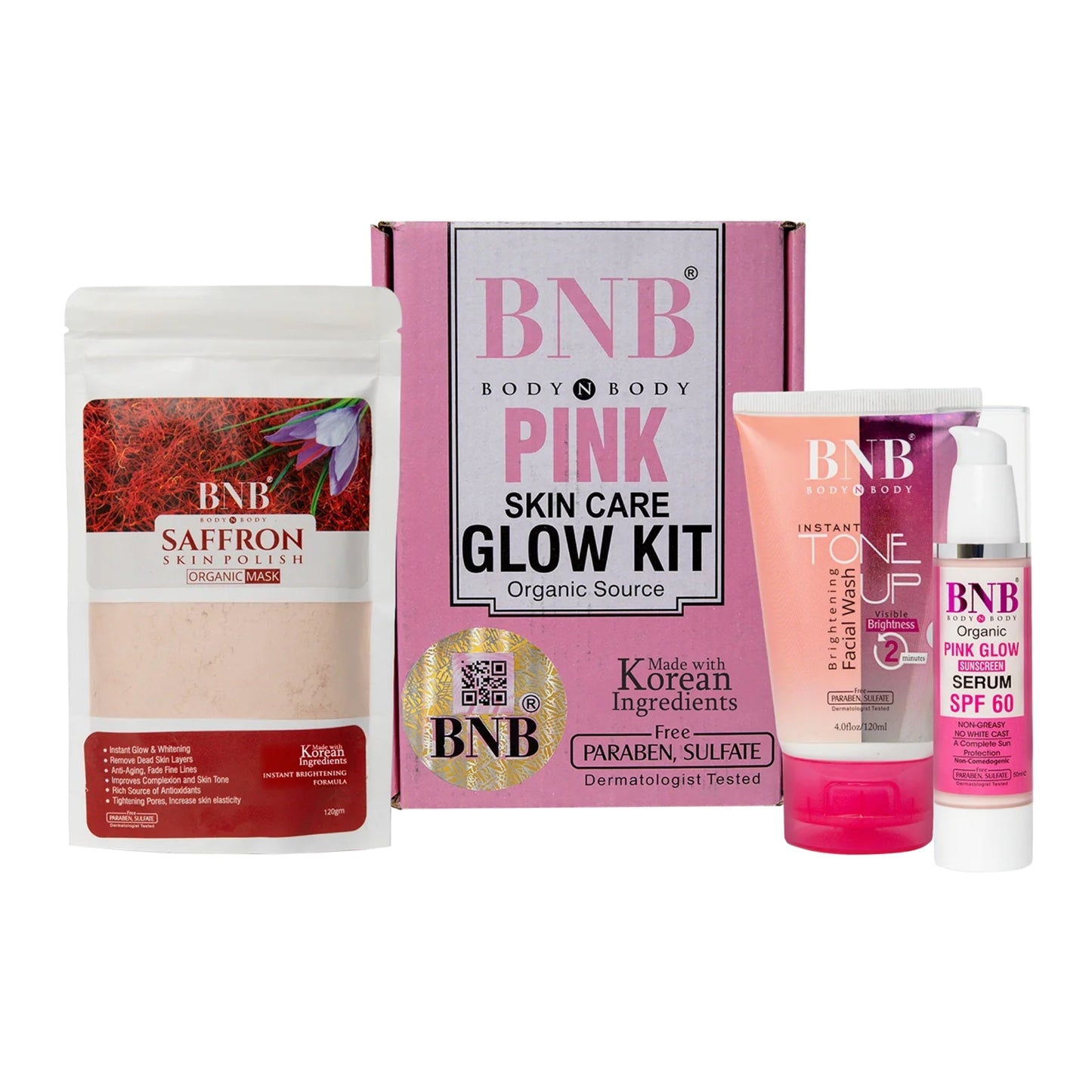 BNB Pink Face Glow Kit – 3-in-1 Skincare Set