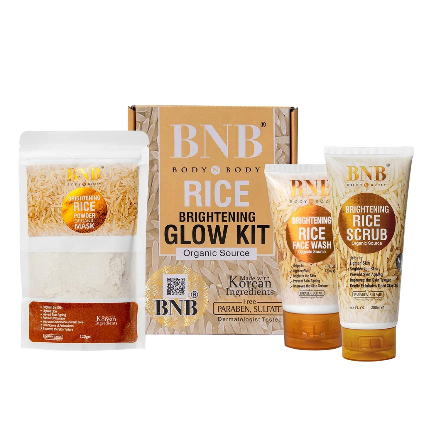 BNB Rice Extract Bright & Glow Facial Kit